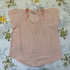 Loft Size LP Pink Embroidered Blouse